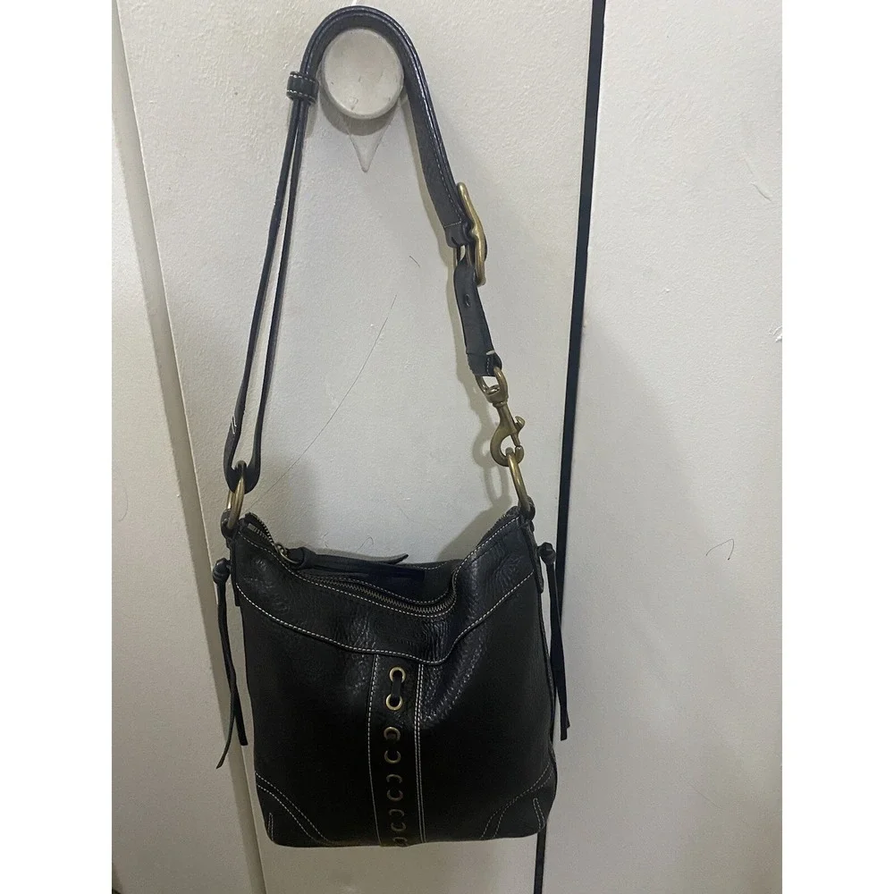 Coach Chelsea Laced Duffle Crossbody Shoulder Bag 10399 Black Leather Vintage